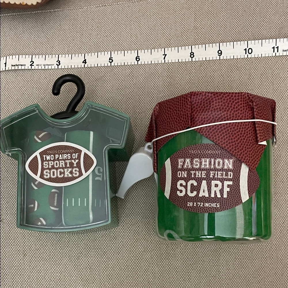 Two's Company Green Sporty Socks Set and Scarf!